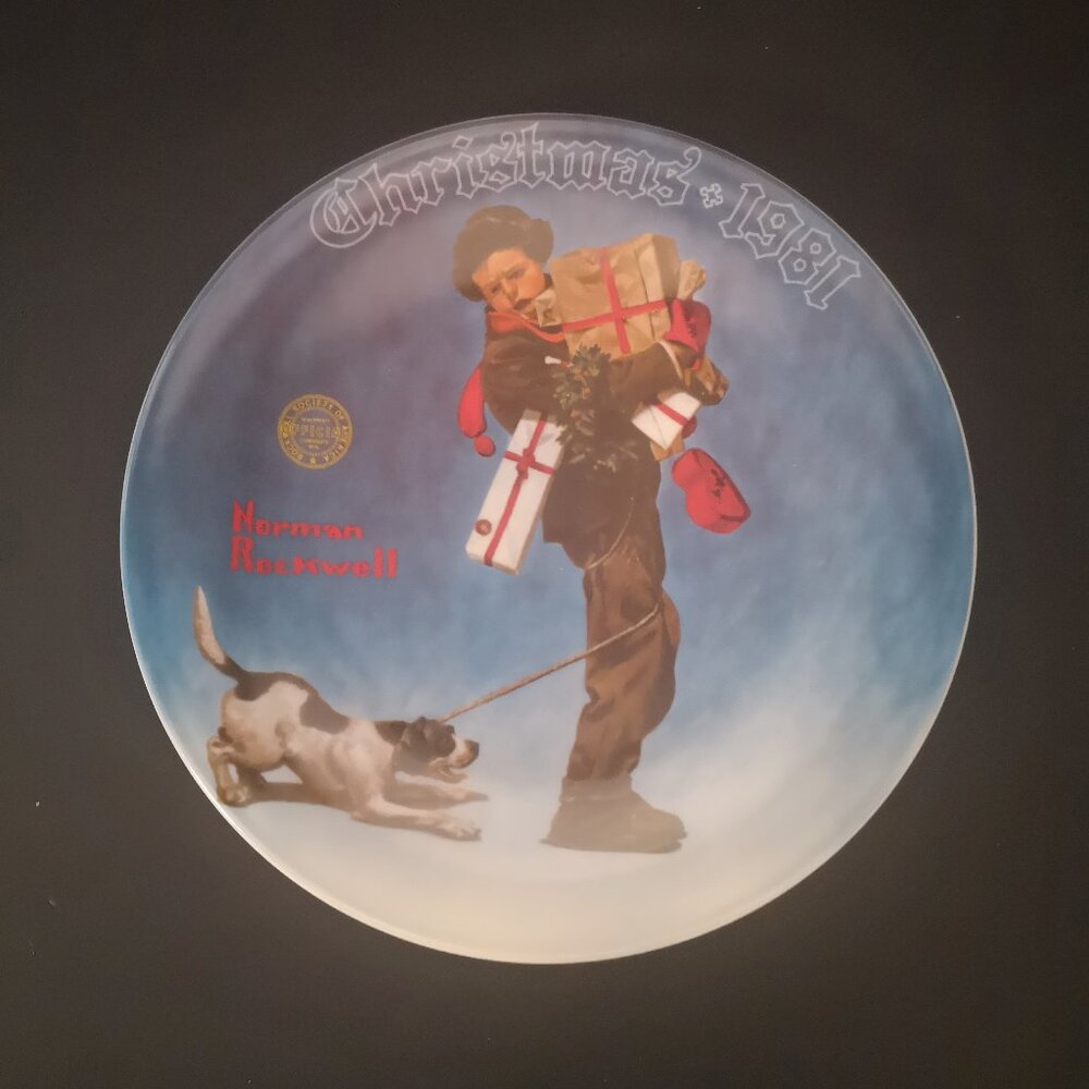 Vintage Norman Rockwell 8" Christmas 1981 "Wrapped Up In Christmas" Plate